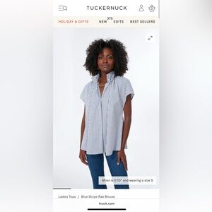 Tuckernuck Pomander Place Blue Stripe Rae Blouse Medium, Washed but Never Worn